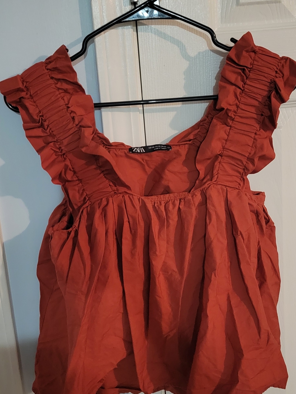 Zara Rust Ruffle Strap Tank Top